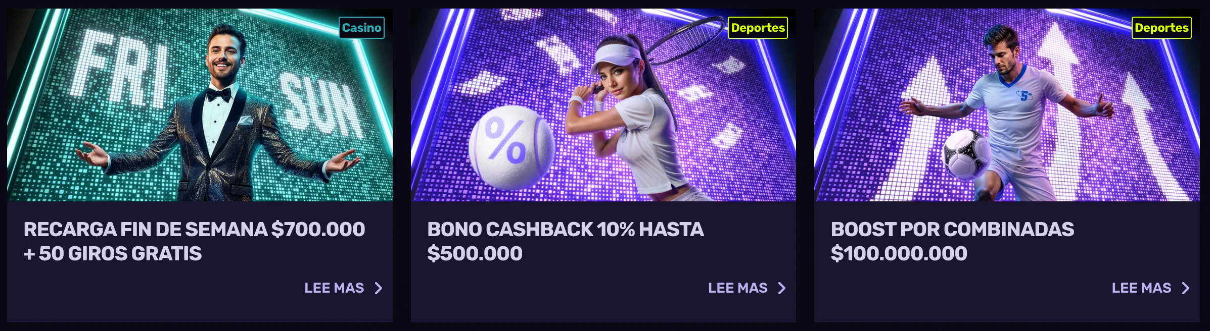 Lista de bonificaciones activas y premios en Sportune Casino
